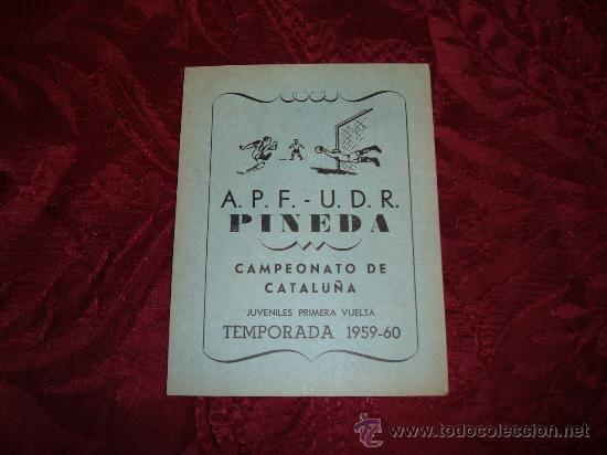 Colecionismo desportivo: a p f-u d r campeonato de catalu&ntilde;a juveniles primera vuelta ,temporada 1959-60,calendario regional