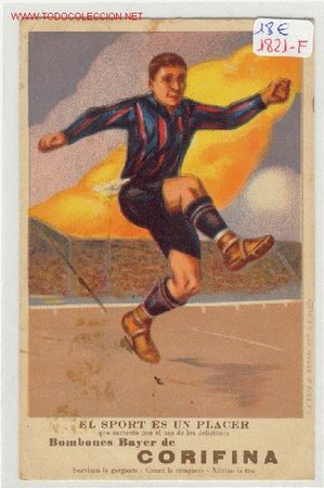 Coleccionismo deportivo: (1821-F) POSTAL JUGADOR C.F.BARCELONA PUBLICIDAD BOMBONES BAYER DE CORIFINA