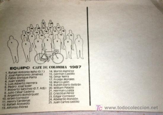 Coleccionismo deportivo: Postal equipo ciclista Caf&eacute; de Colombia (1987) - Foto 2