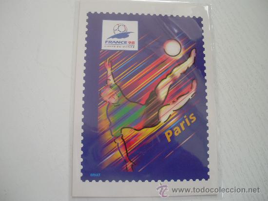Sammelleidenschaft Sport: COPA DEL MUNDO DE FUTBOL FRANCIA 98 - TARJETA CONMEMORATIVA CON SELLO IMPRESO