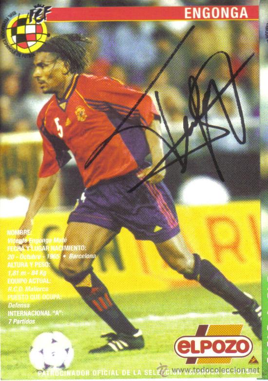Coleccionismo deportivo: Postal firmada de Engonga con Espa&ntilde;a - goly - Foto 1