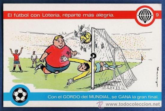 Sports collectibles: postal - loteria nacional - ser. q n&ordm; 9 - la loteria y el futbol- espa&ntilde;a 82 - dib. e.lara - a&ntilde;o 1981