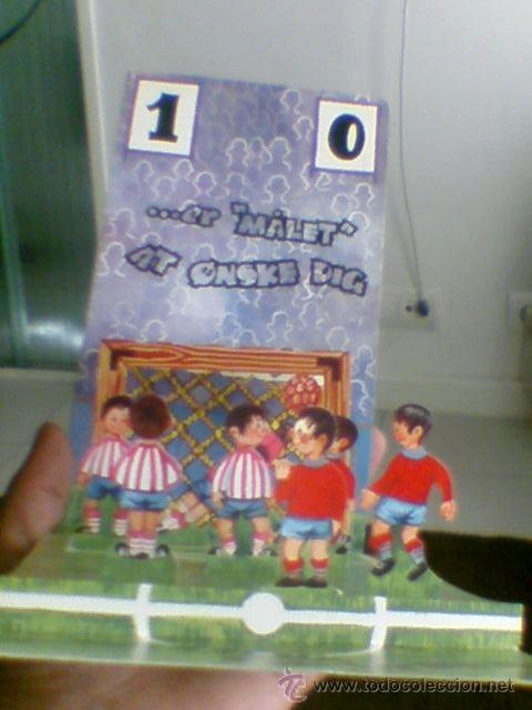 Sports collectibles: Postal pop up Futbol antigua At onske dig no Espa&ntilde;a  desplegable