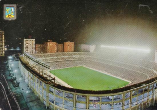 Coleccionismo deportivo: postal - estadio santiago bernabeu - vista nocturna - real madrid - n&ordm; 37 - ed. dominguez - a&ntilde;o 1962