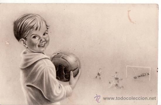 Coleccionismo deportivo: POSTAL CON DIBUJOS DE FUTBOL - A&Ntilde;OS 40