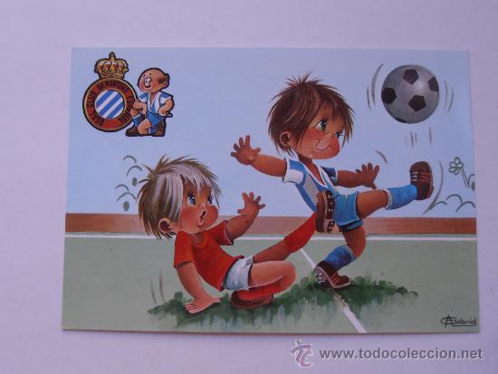 Coleccionismo deportivo: Antigua postal del R.C.D.Espa&ntilde;ol - Foto 1