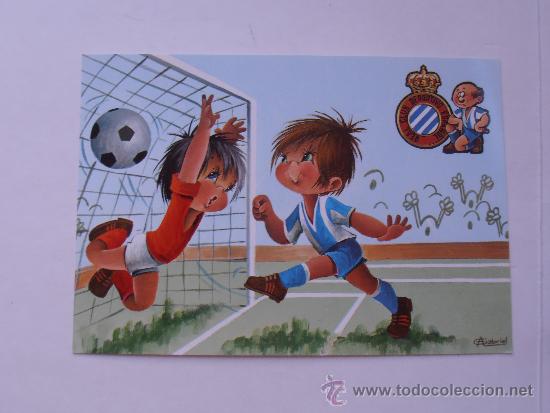 Coleccionismo deportivo: Antigua postal del R.C.D.Espa&ntilde;ol - Foto 1