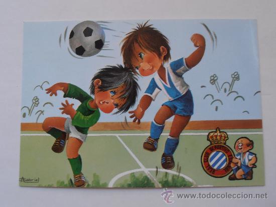 Coleccionismo deportivo: Antigua postal del R.C.D.Espa&ntilde;ol - Foto 1