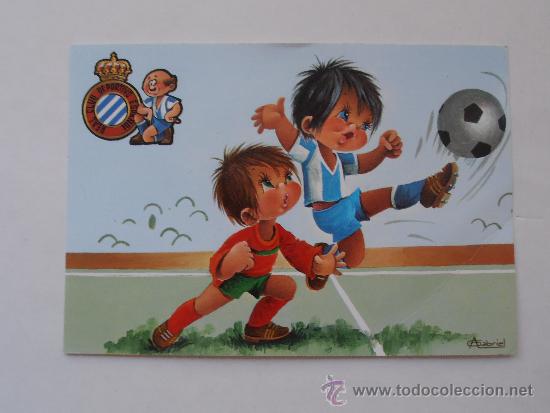 Coleccionismo deportivo: Antigua postal del R.C.D.Espa&ntilde;ol - Foto 1