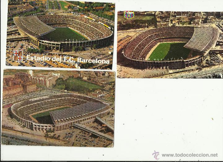 Sports collectibles: 3 postales estadio nou camp