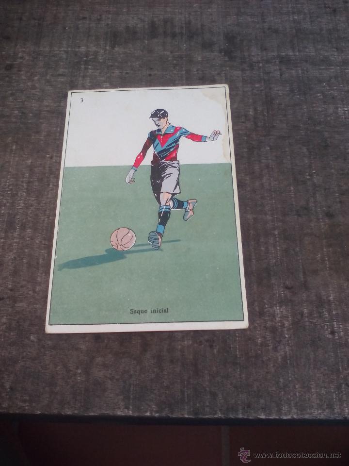 Colecionismo desportivo: Antigua Postal n&ordm; 3 de Futbol. Publicidad de Laboratorios de faramacia. Besoy, Cordoba.Saque inicial