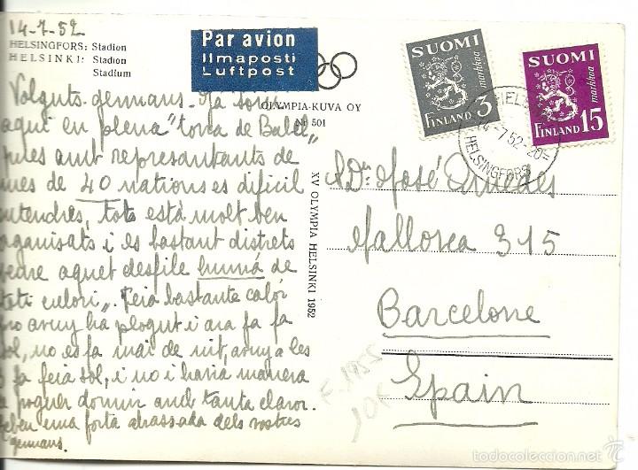 Coleccionismo deportivo: (F-1955)POSTAL DE HELSINKI ESTADIO - Foto 2