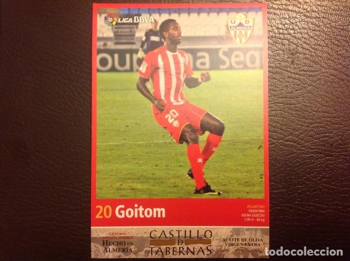 Sports collectibles: Tarjeta equipo de f&uacute;tbol tama&ntilde;o Postal. Equipo Almeria. jugador goitom. 2009-2010