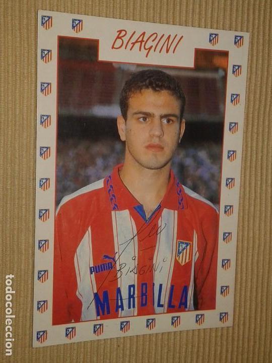 Coleccionismo deportivo: POSTAL DE BIAGINI - ATL&Eacute;TICO DE MADRID - 1995 - Foto 1