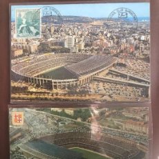 Collezionismo sportivo: POSTALES DEL 75 ANIVERSARIO DEL FUTBOL CLUB BARCELONA, 1899-1974 CON SELLO. . Lote 100026635