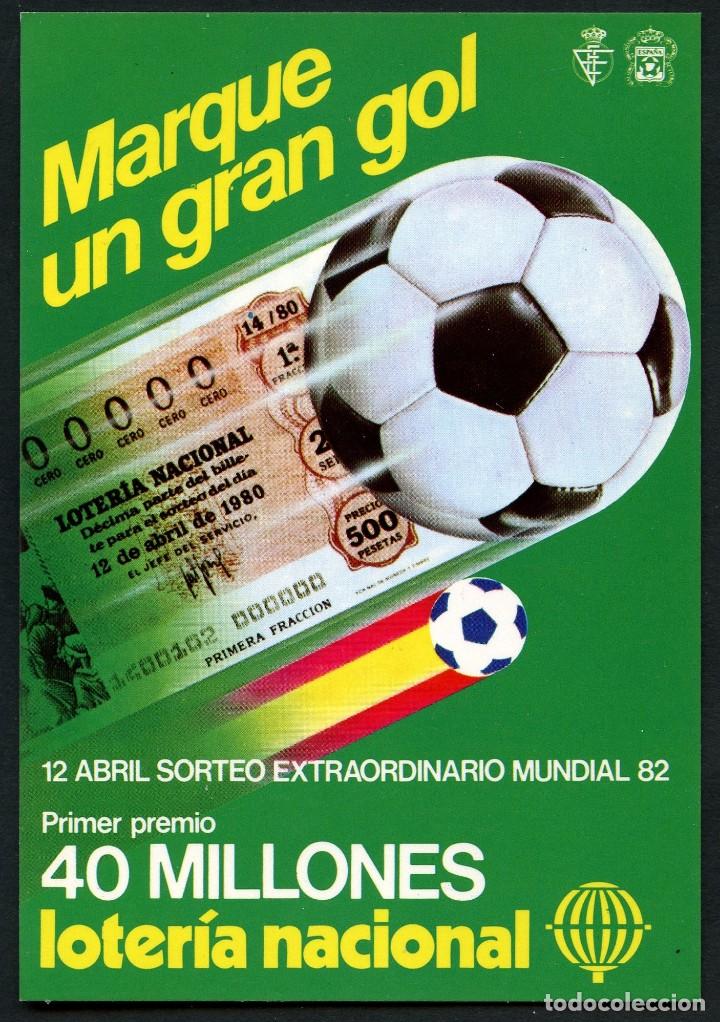 Collectionnisme sportif: TARJETA POSTAL, COPA MUNDIAL DE F&Uacute;TBOL ESPA&Ntilde;A 82,  LOTER&Iacute;A NACIONAL