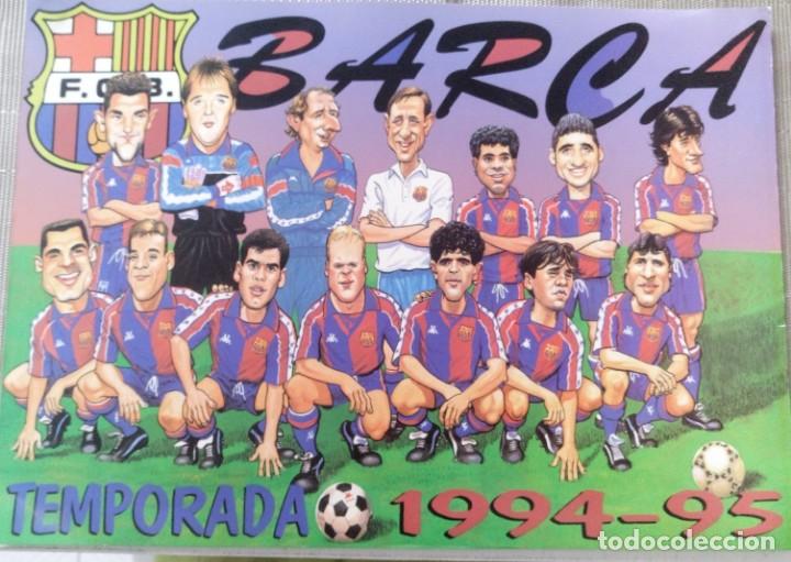 Coleccionismo deportivo: Postal- caricatura F.C.Brcelona 94-95