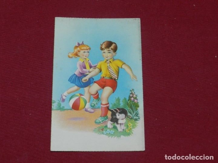 Collectionnisme sportif: (ALB2) Postal Antigua Pareja Jugando a F&uacute;tbol, 14x9 cm, Buen Estado