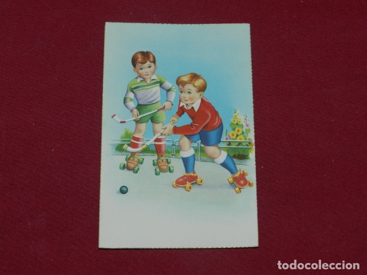 Collectionnisme sportif: (ALB2) Postal Antigua Pareja Jugando al Hokey , 14x9 cm, Buen Estado