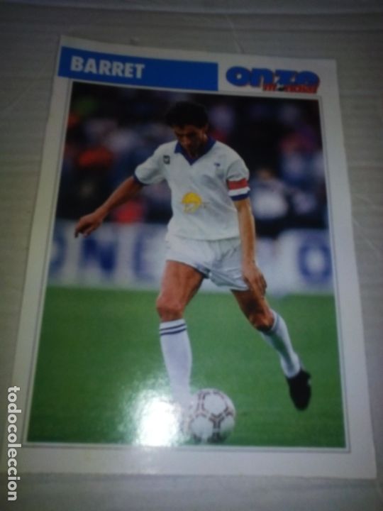 Coleccionismo deportivo: Ficha de la revista ONZE de Barret con Auxerre - goly