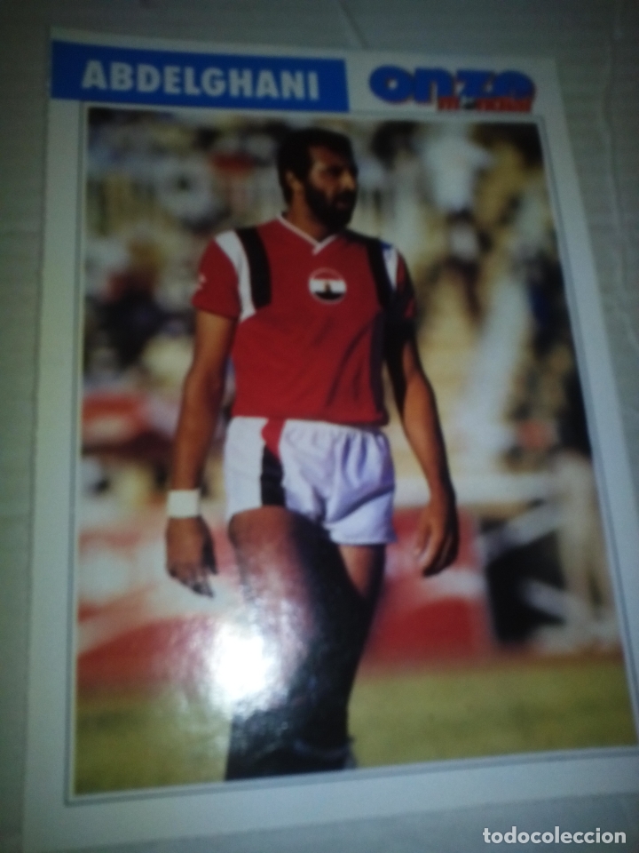 Coleccionismo deportivo: Ficha de la revista ONZE de Abdelghani con Egipto - goly