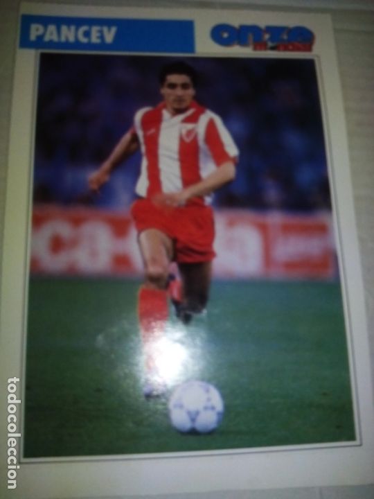Sports collectibles: Ficha de la revista ONZE de Pancev con Estrella Roja - goly