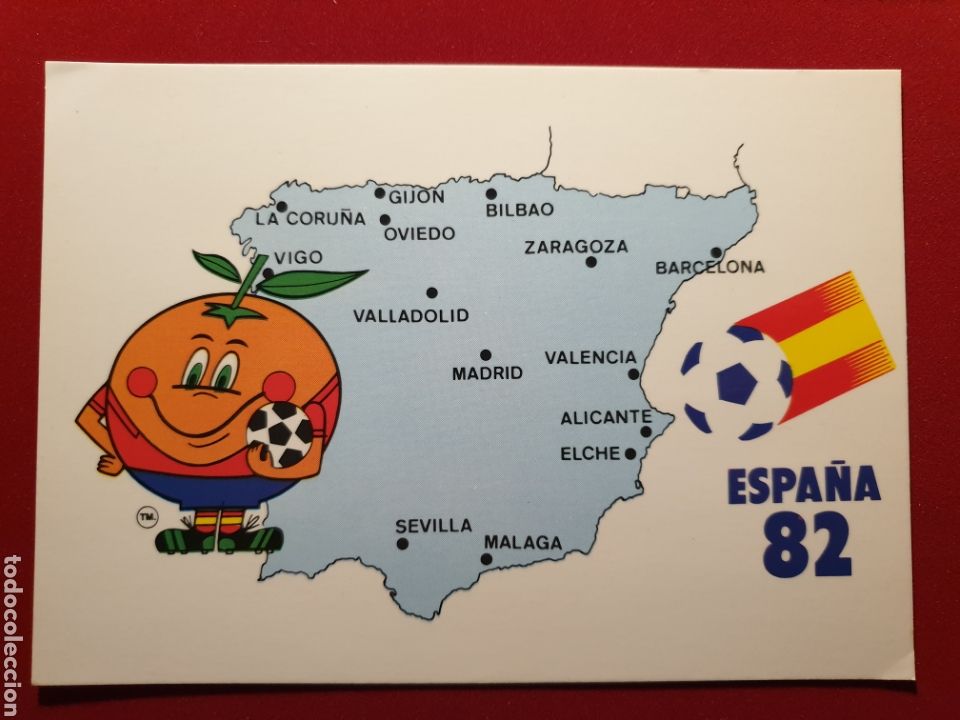 Coleccionismo deportivo: Espa&ntilde;a 82 - Mundial de Futbol - Naranjito y mapa espa&ntilde;a con sedes - col Perla - 1981
