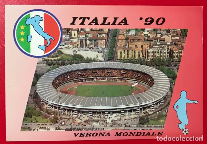 Sports collectibles: Tarjeta del estadio - Campo de f&uacute;tbol del Verona - campeonato del mundo de f&uacute;tbol Italia 1990