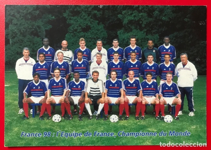 Sports collectibles: Tarjeta selecci&oacute;n francesa de f&uacute;tbol campeona del mundo francia 98