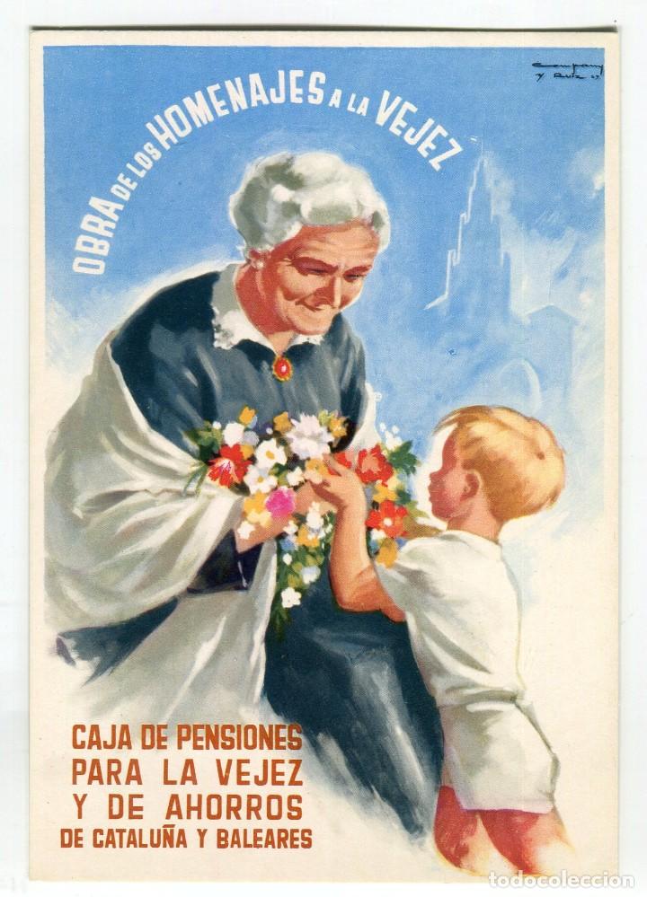 Coleccionismo deportivo: CAJA DE PENSIONES PARA LA VEJEZ Y DE AHORROS DE CATALU&Ntilde;A Y BALEARES HOMENAJES A LA VEJEZ VER REVERSO