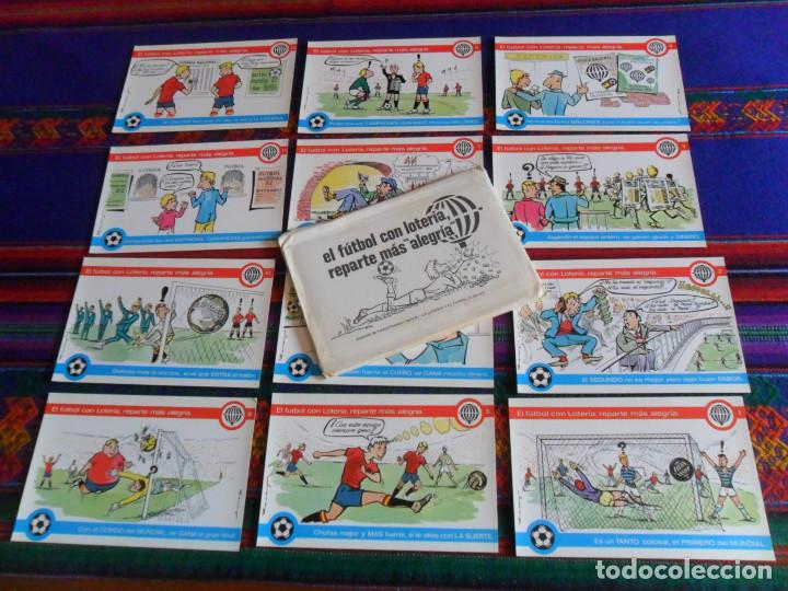 Collectionnisme sportif: EL F&Uacute;TBOL CON LOTER&Iacute;A REPARTE M&Aacute;S ALEGR&Iacute;A COMPLETA 12 POSTALES M&Aacute;S SOBRE. 1981.