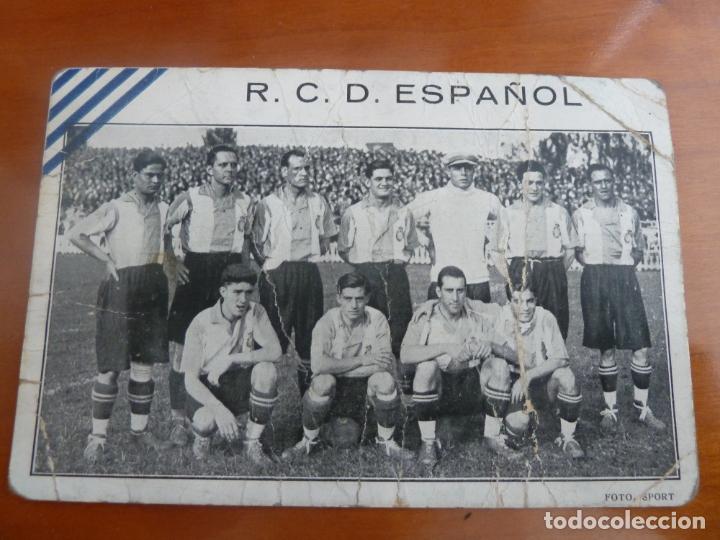 Collectionnisme sportif: real club deportivo espa&ntilde;ol postal original muy antigua alineacion