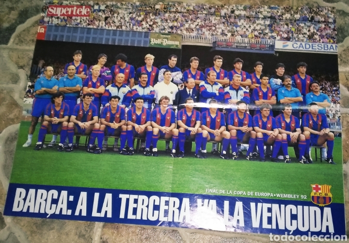 Coleccionismo deportivo: P&oacute;ster, Primera copa de Europa BAR&Ccedil;A 1992 - Foto 1
