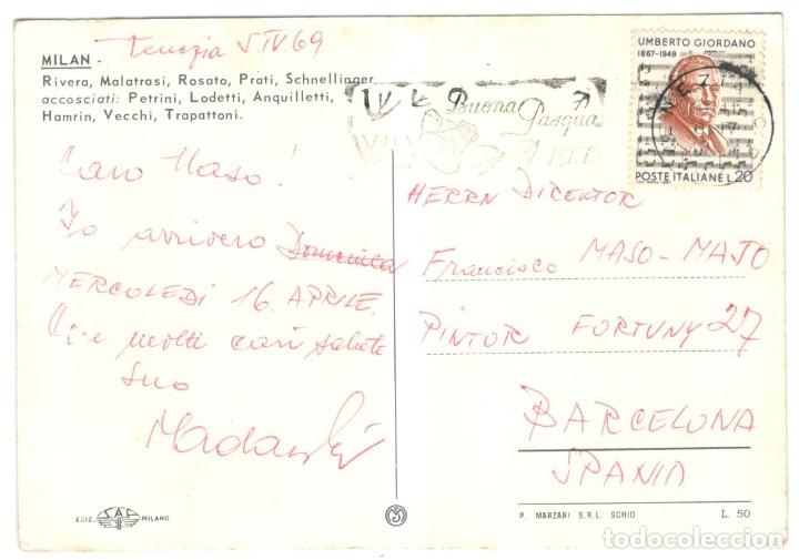 Coleccionismo deportivo: POSTAL A.C.MILAN - FINALES DE LOS 60 - TRAPATTONI, ANQUILLETTI, PRATI, E.T.C... - Foto 2