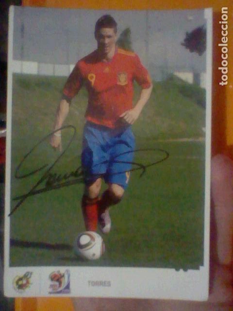 Sports collectibles: TORRES CAMPEONES MVNDO 2010 POSTAL SC SOBADA AGVJEROS CHINCHETA FIRMA IMPRESA