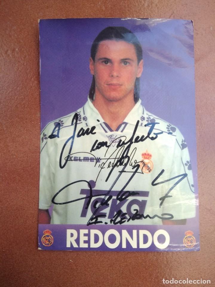 Coleccionismo deportivo: Postal real madrid, redondo dedicada - Foto 1