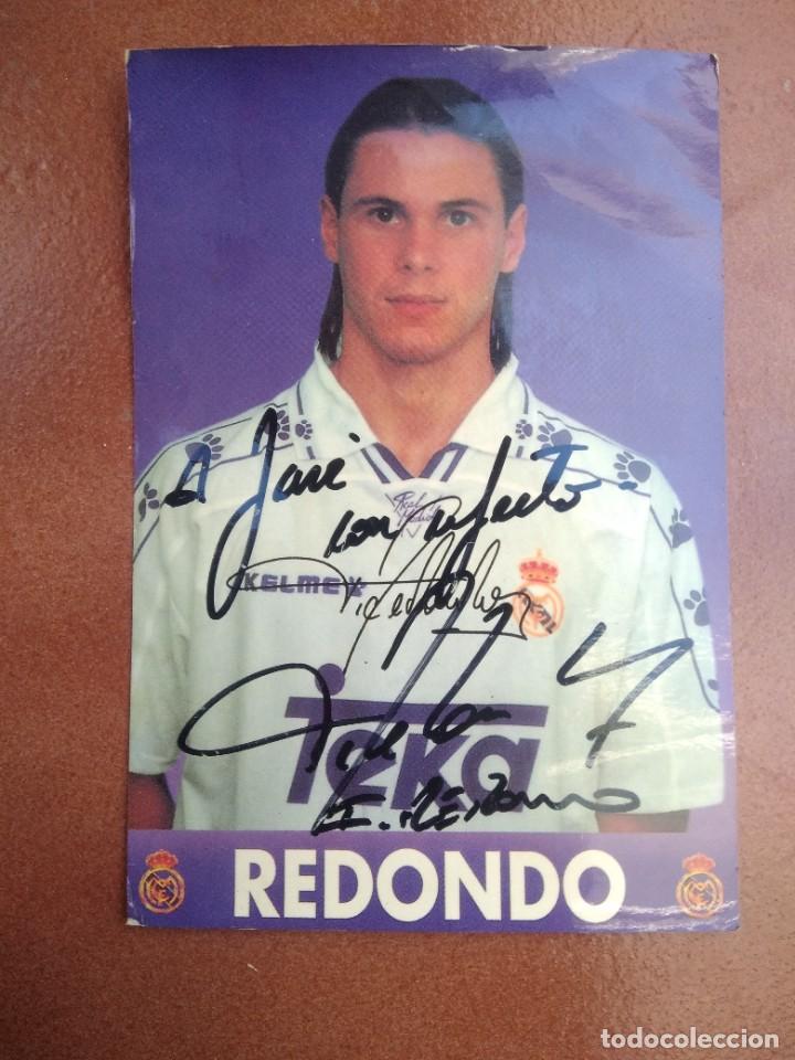 Coleccionismo deportivo: Postal real madrid, redondo dedicada - Foto 2