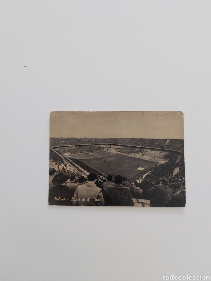 Colecionismo desportivo: Postales en blanco y negro Estadio de f&uacute;tbol Mil&aacute;n Italia
