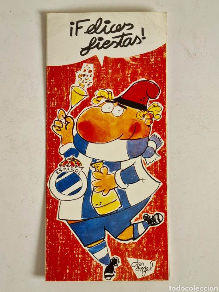 Colecionismo desportivo: Tarjeta de Felicitaci&oacute;n Navide&ntilde;a RCD Espa&ntilde;ol - A&ntilde;o 1973 - F&uacute;tbol Perico Espanyol Navidad