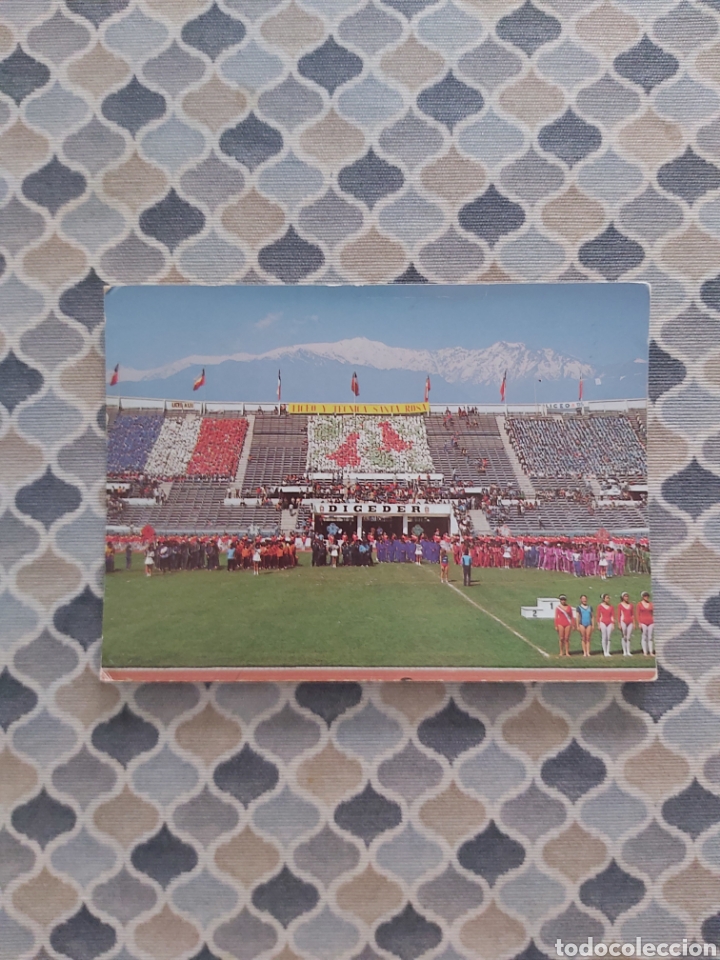 Colecionismo desportivo: Postales en color Estadio de f&uacute;tbol Santiago de Chile Chile