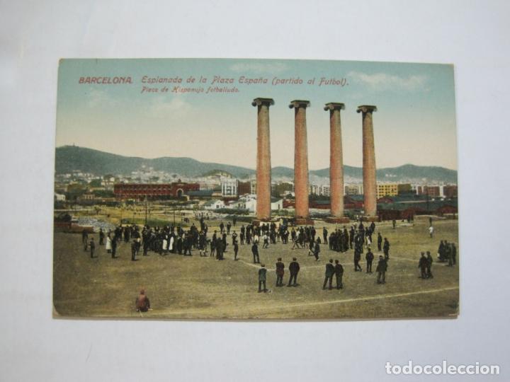 Colecionismo desportivo: BARCELONA-PARTIDO DE FUTBOL-PLAZA ESPA&Ntilde;A-POSTAL ANTIGUA-(76.396)