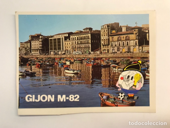 Coleccionismo deportivo: F&Uacute;TBOL MUNDIAL 82, GIJON, Postal CROMO M-82 (Medidas: 9 x 13 cm.,)