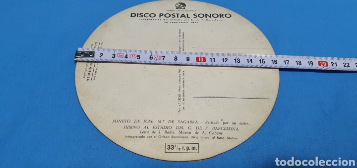 Coleccionismo deportivo: DISCO POSTAL SONORO F.C. BARCELONA - Foto 2