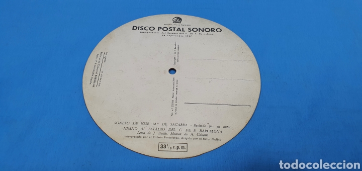 Coleccionismo deportivo: DISCO POSTAL SONORO F.C. BARCELONA - Foto 3