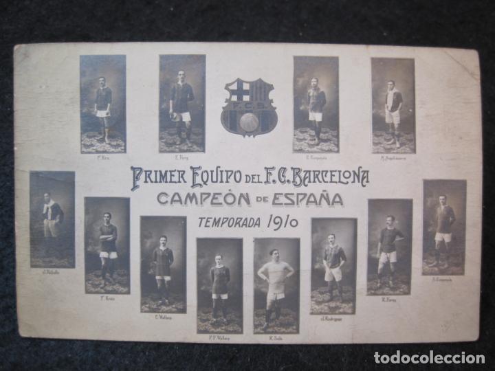 Coleccionismo deportivo: FC BARCELONA-PRIMER EQUIPO DEL F.C. BARCELONA-TEMPORADA 1910-FOTOGRAFICA-POSTAL ANTIGUA-(86.380) - Foto 2 - 302872083