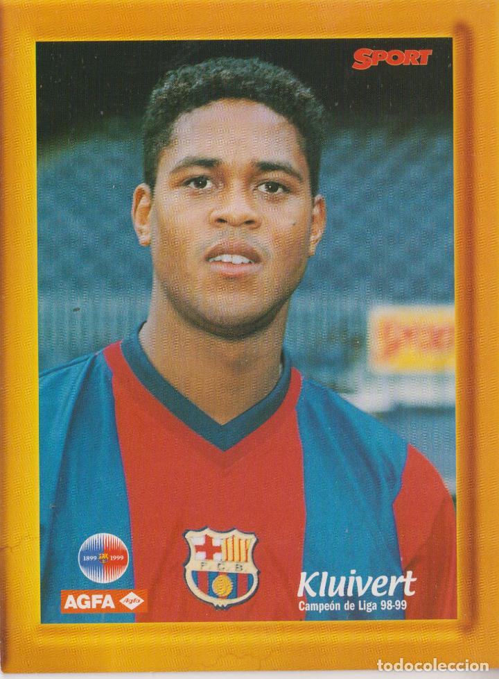 Coleccionismo deportivo: PATRICK KLUIVERT &ndash; CAMPEON DE LIGA 98-99 F.C.BARCELONA &ndash; AGFA SPORT PORTARETRATO CARTON (12X16)