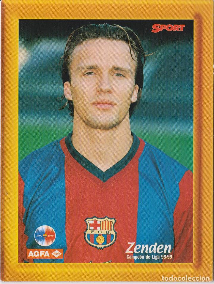 Coleccionismo deportivo: ZENDEN &ndash; CAMPEON DE LIGA 98-99 F.C.BARCELONA &ndash; AGFA SPORT PORTARETRATO CARTON (12X16)