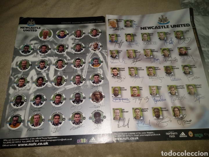 Colecionismo desportivo: Hojas con firmas impresas Newcastle