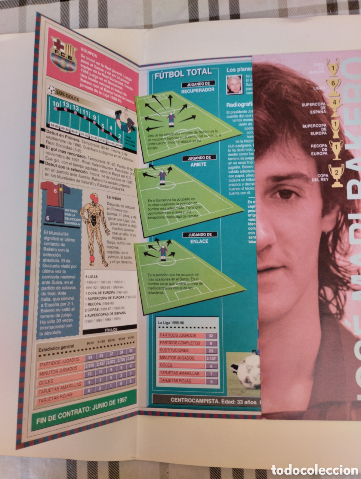 Coleccionismo deportivo: FICHA BAKERO PLANTILLA BAR&Ccedil;A 96/97 . SPORT - Foto 2