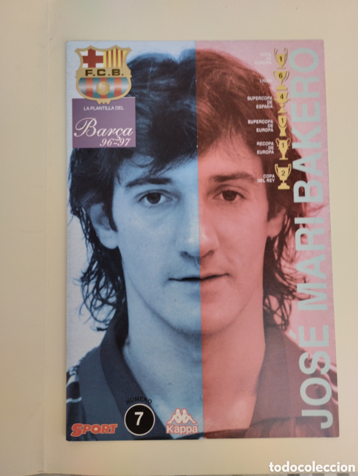Coleccionismo deportivo: FICHA BAKERO PLANTILLA BAR&Ccedil;A 96/97 . SPORT - Foto 1